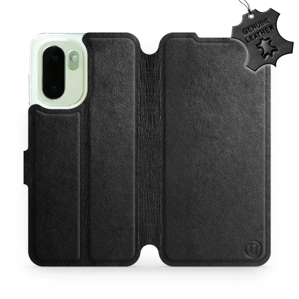 Etui z naturalnej skóry do OnePlus 15R, Mobiwear Leather, czarne