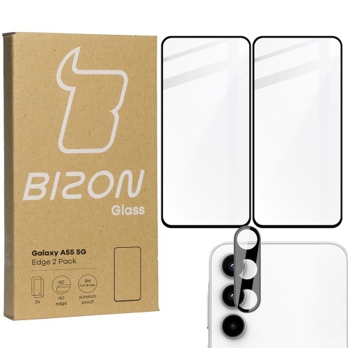 Image of 2x Szkło + szybka na aparat BIZON Edge 2 Pack do Galaxy A55 5G