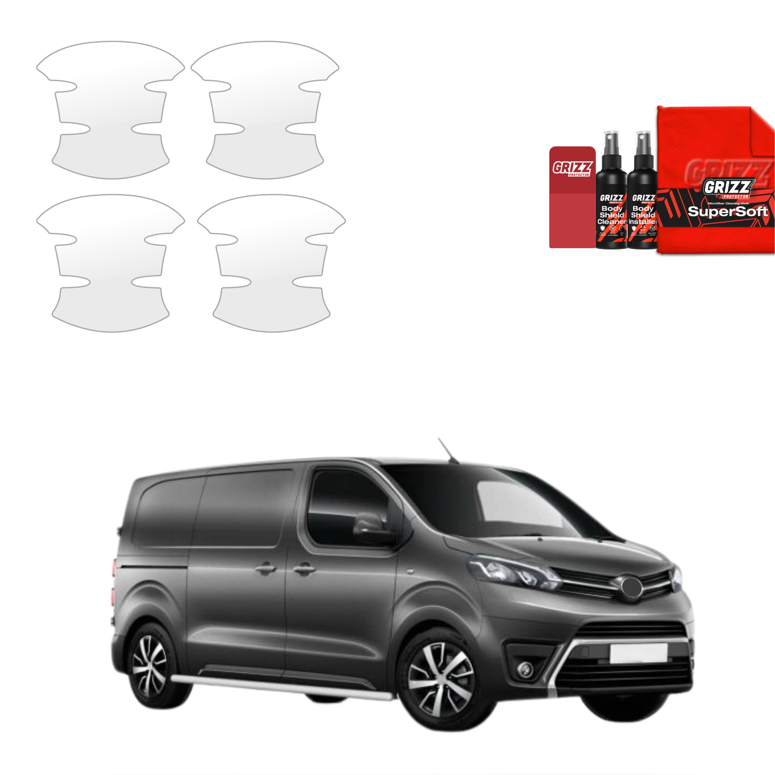 4w1 Bezbarwna folia ochronna Grizz Protector pod klamki Toyota Proace (2024-2026)