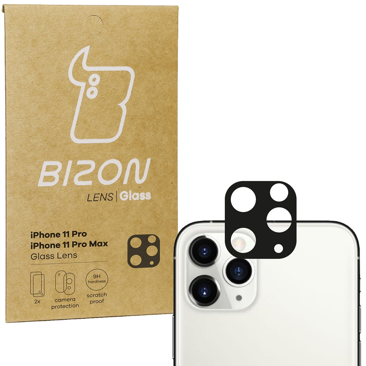 Szkło na aparat Bizon Glass Silk Lens dla iPhone 11 Pro Max / 11 Pro, 2 sztuki
