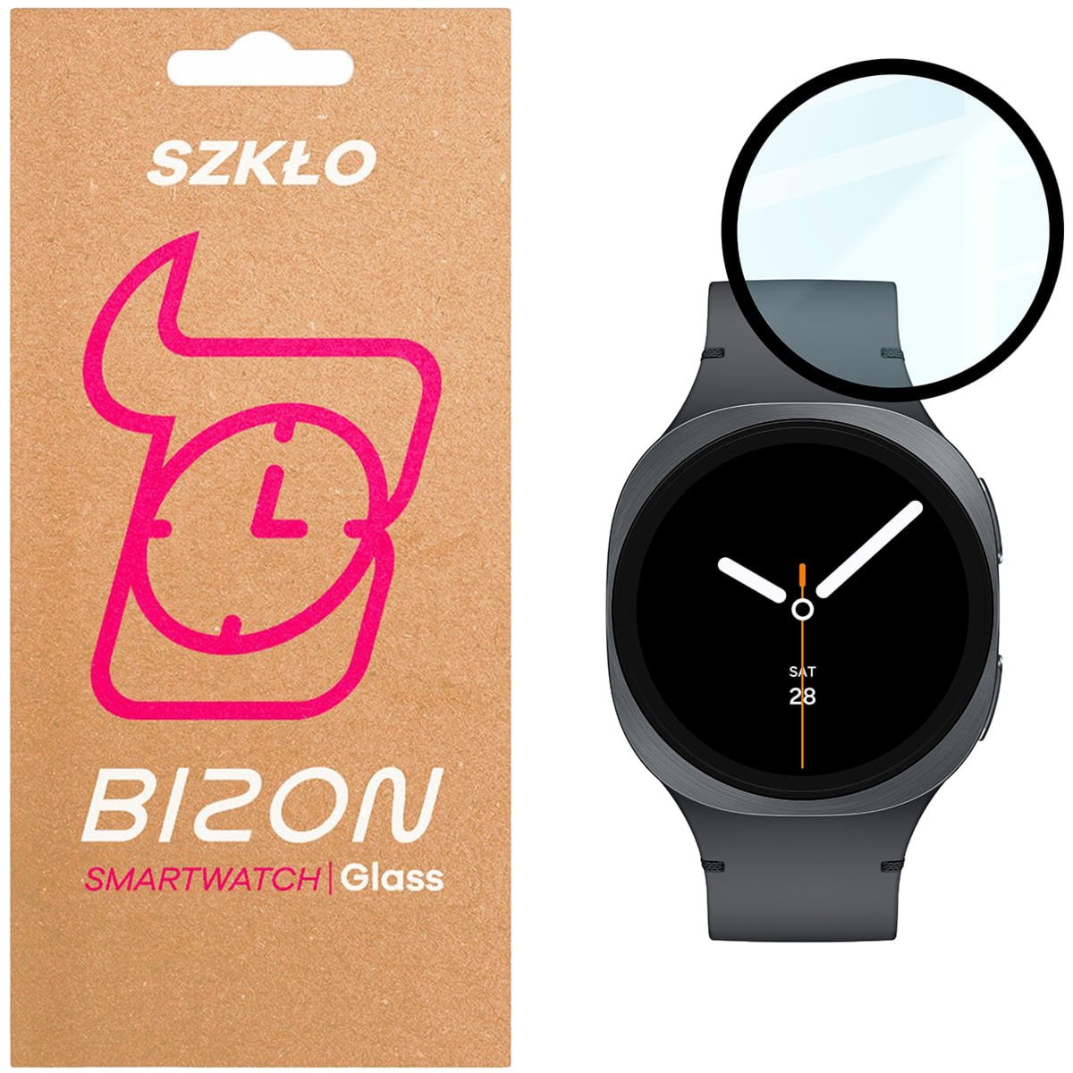 Szkło hybrydowe Bizon Watch Glass Edge Hybrid dla Galaxy Watch 8 40 mm, czarne
