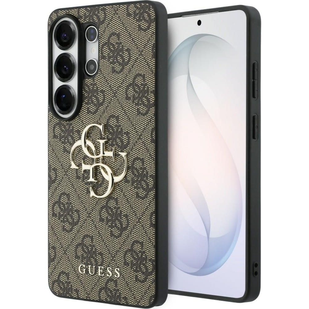 OUTLET: Etui Guess Hardcase Leather do Galaxy S26 Ultra, brązowe z Big Logo Guess