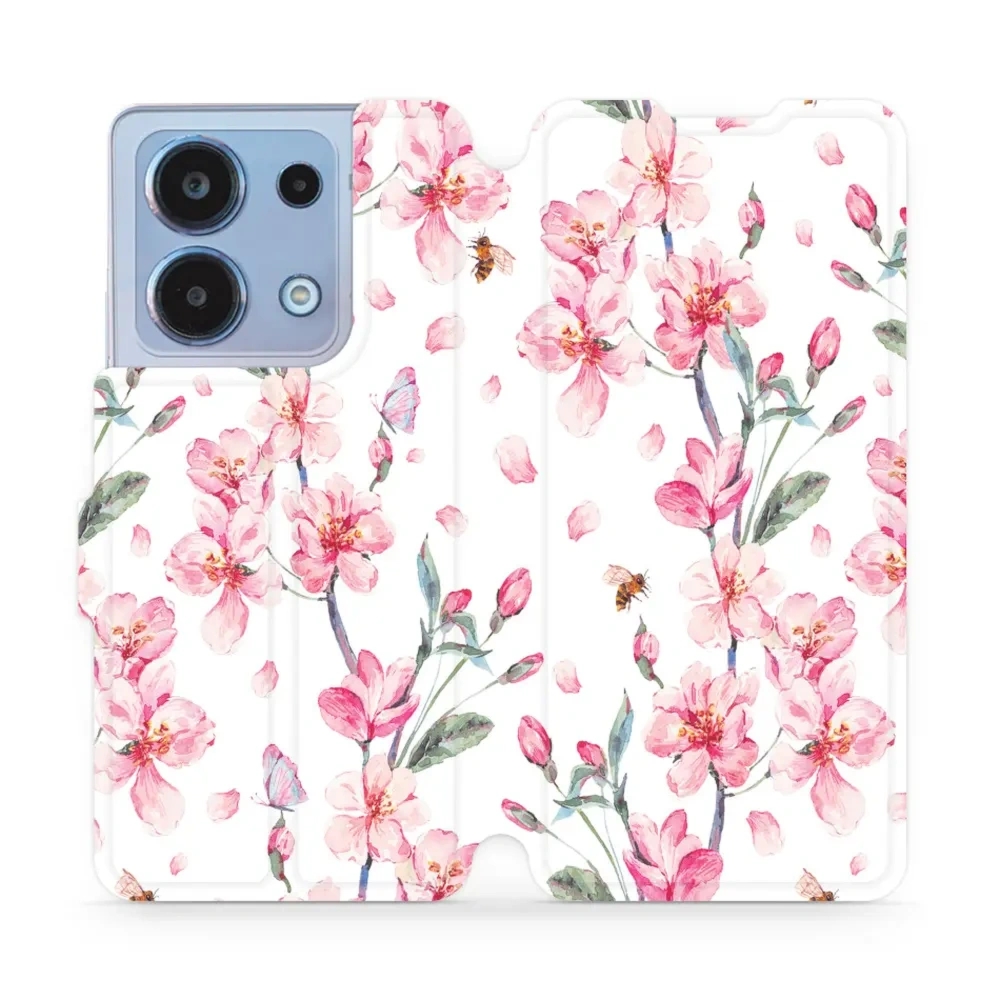 Etui z klapką do Xiaomi Redmi Note 13 4G, Mobiwear Book, różowa wiosna