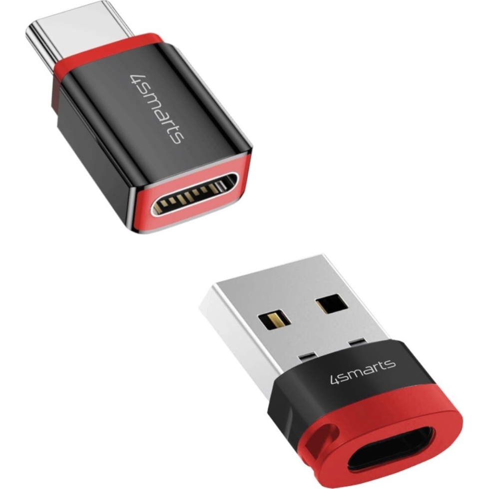 Adapter, bloker danych, 4smarts Data Blocker, USB-C – USB-A / USB-C, zestaw 2 sztuk, czarny
