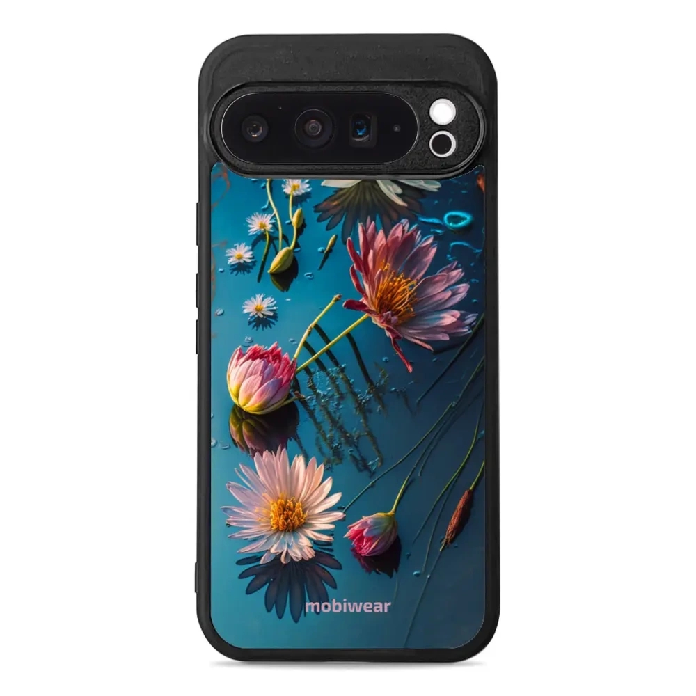 Etui ochronne do Google Pixel 9 Pro XL, Mobiwear Glossy Case, niebiesko-kwieciste