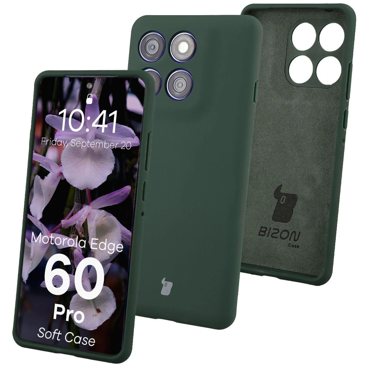 Silikonowe etui Bizon Soft Case do Motorola Edge 60 Pro, ciemnozielone