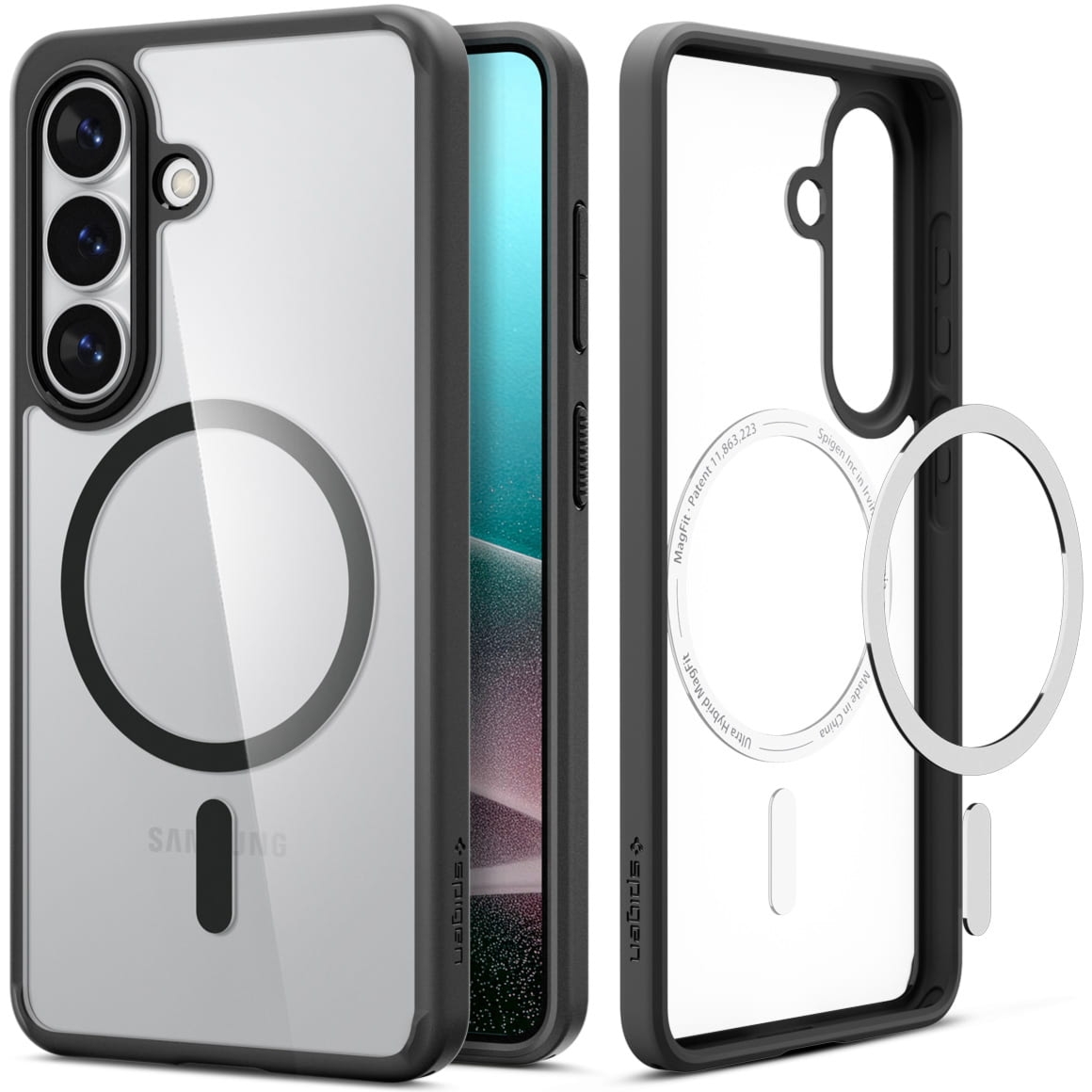 Etui Spigen Ultra Hybrid Mag do MagSafe do Galaxy S26 Plus, przezroczysto-czarne