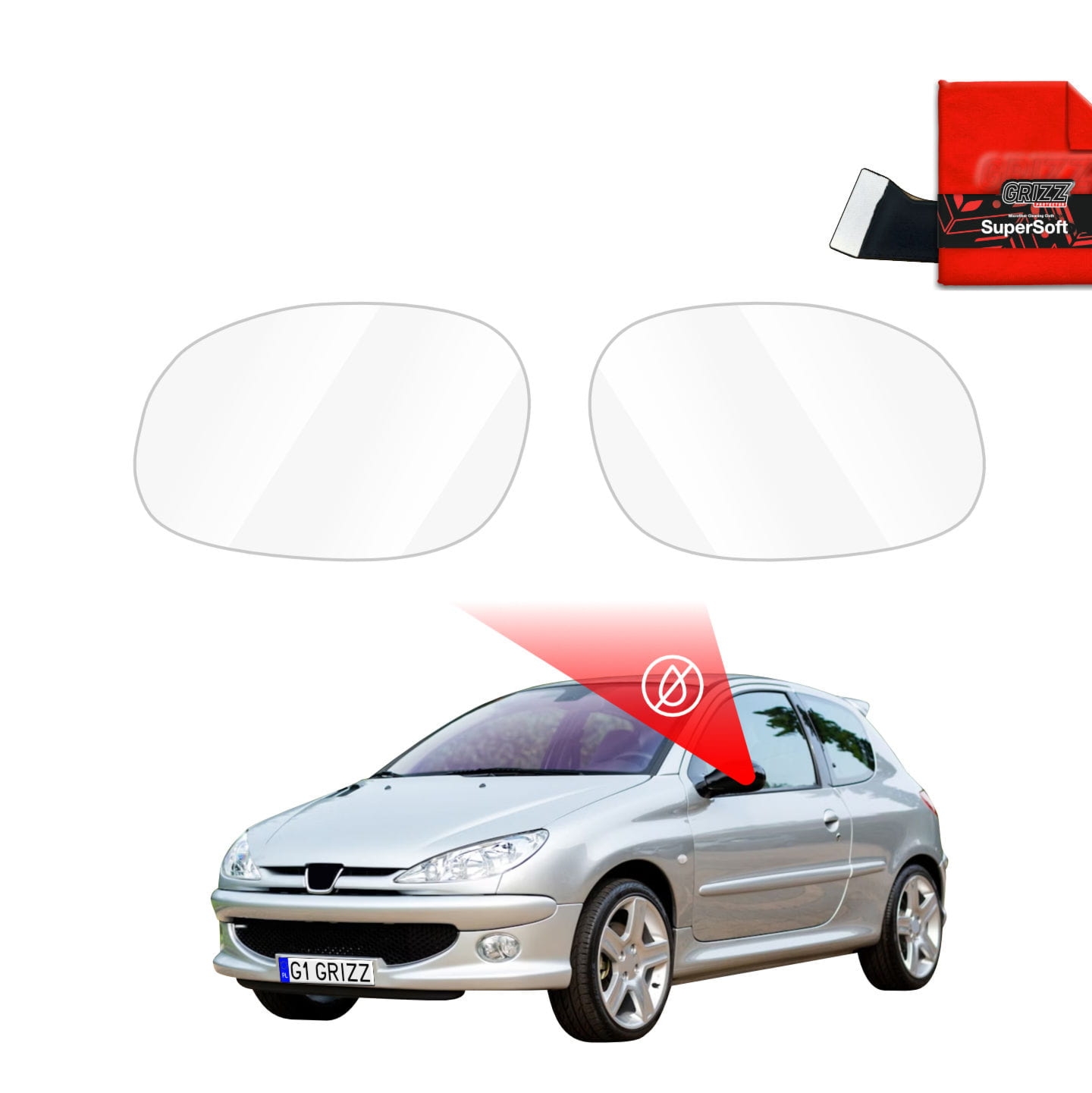 Folia przeciwdeszczowa Grizz Protector na lusterka do Peugeot 206 (2003-2012)