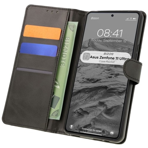 Image of Etui z klapką Bizon Case Pocket do Asus Zenfone 11 Ultra, czarne