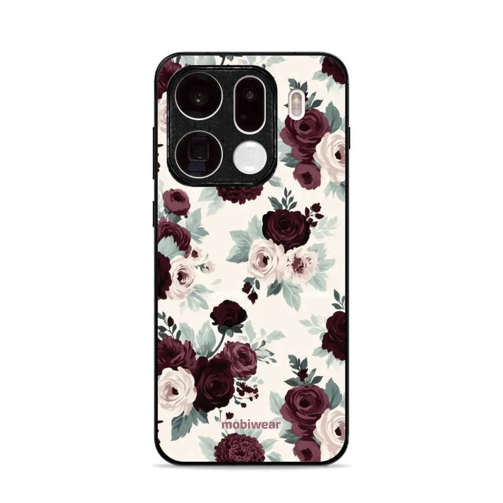 Etui ochronne do OPPO Find X9 Pro, Mobiwear Glossy Case, róże z szałwią na kremie