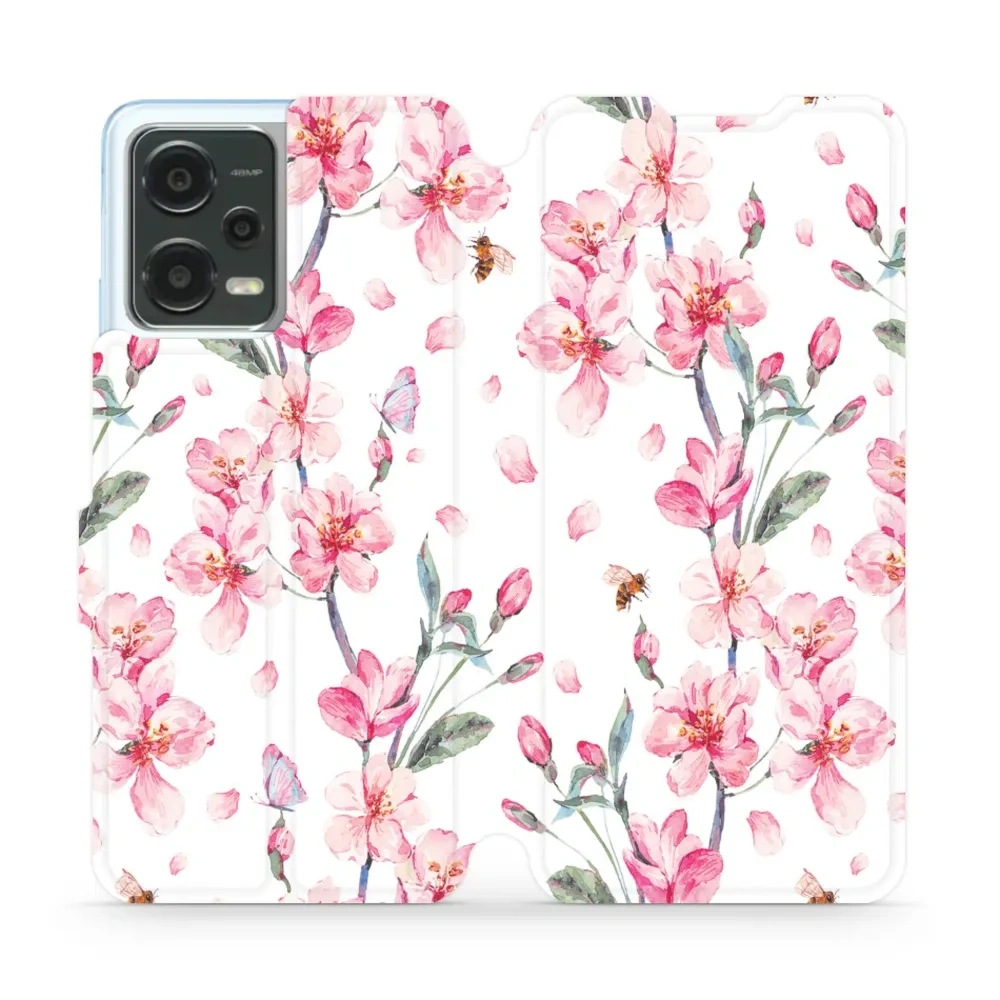 Etui z klapką do Xiaomi Poco X5, Mobiwear Book, różowa wiosna