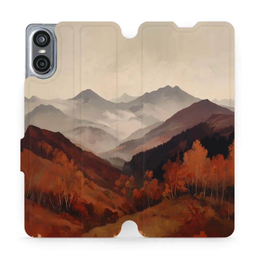 Etui z klapką do Sony Xperia 10 VI, Mobiwear Book, mglista dolina w górach