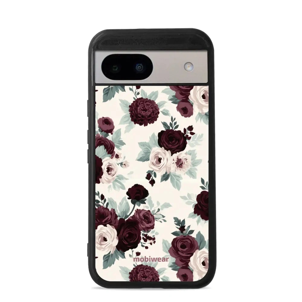Etui ochronne do Google Pixel 8a, Mobiwear Glossy Case, róże z szałwią na kremie