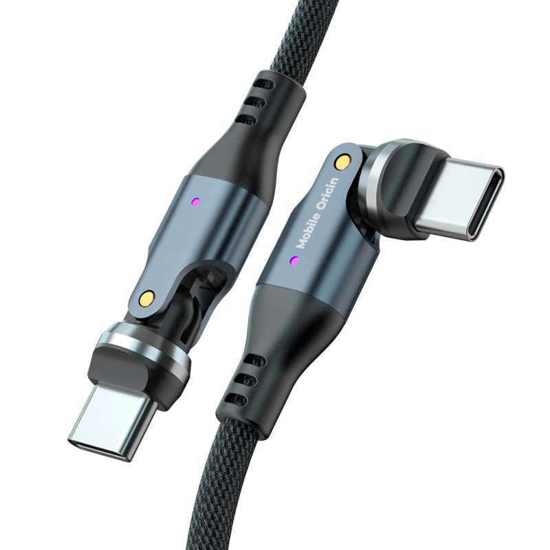 Kabel z obrotową końcówką 540°, USB-C – USB-C 240W, Mobile Origin CB12, Power Delivery 3.1, z oplotem, 1m, czarny