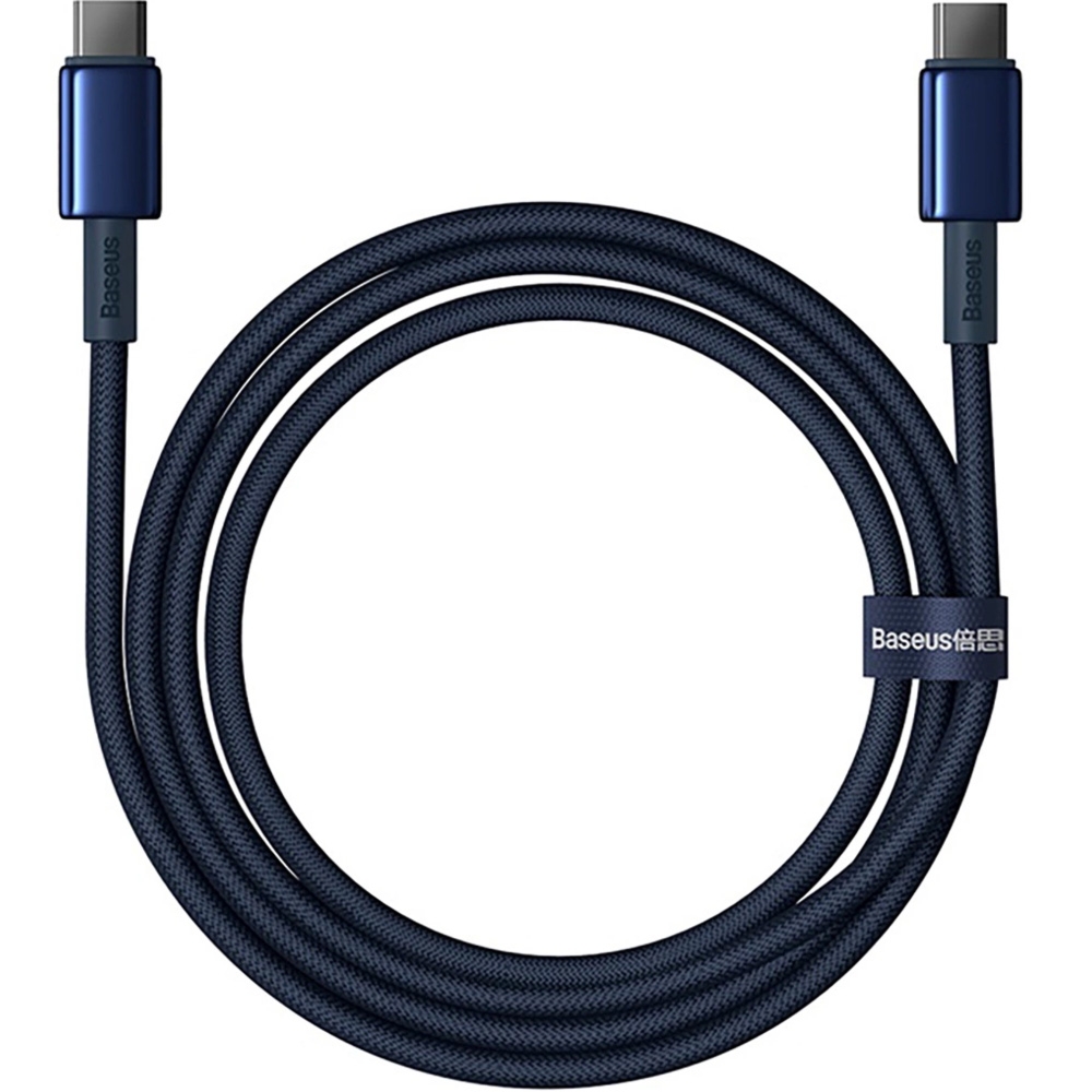 Kabel Baseus Tungsten Gold USB-C do USB-C, PD 100W, 480Mb/s, 1 m, granatowy