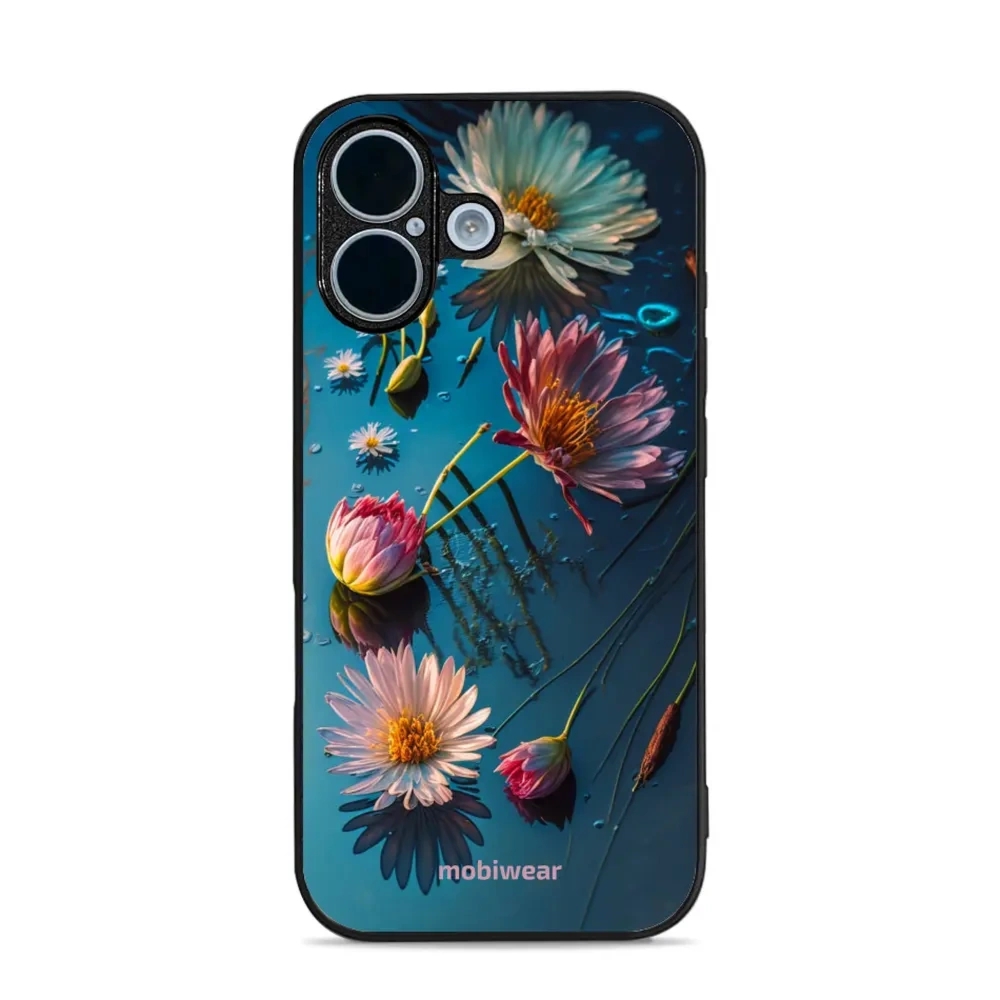 Etui ochronne do iPhone 17, Mobiwear Glossy Case, niebiesko-kwieciste