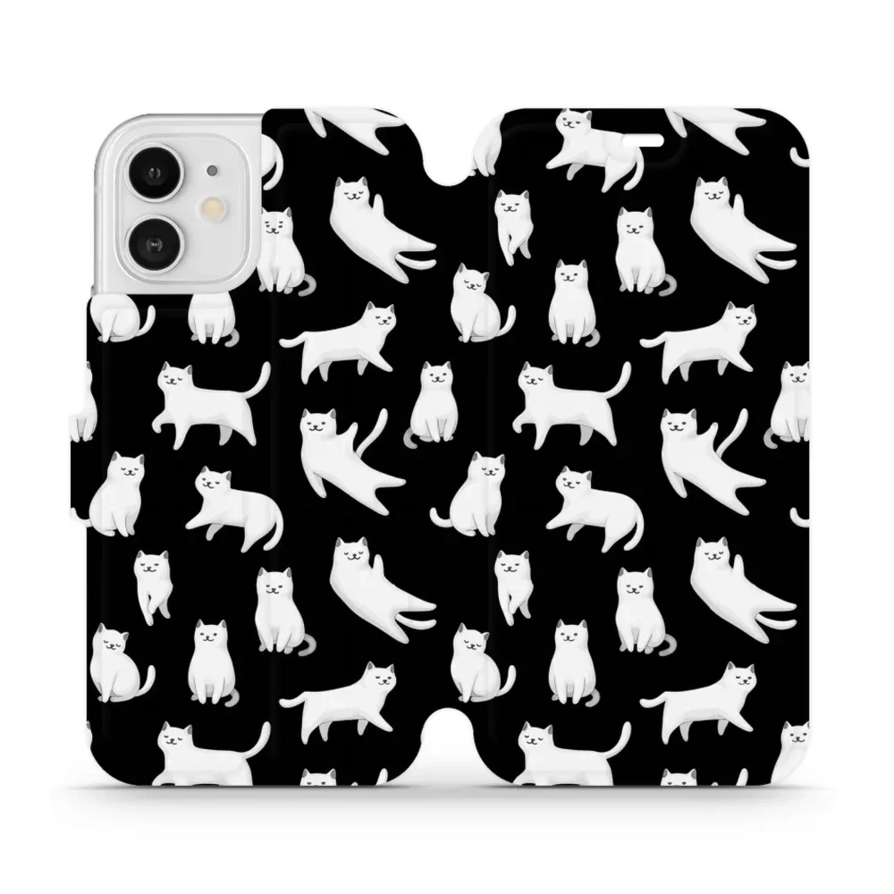 Etui z klapką do iPhone 12, Mobiwear Book, kotki luna