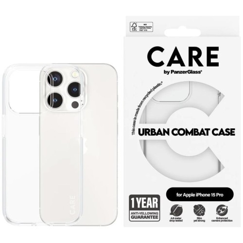 Image of Etui CARE by PanzerGlass Urban Combat Case do iPhone 15 Pro, przezroczyste