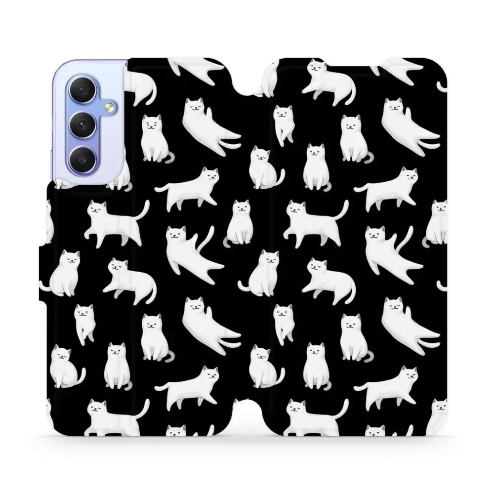 Etui z klapką do Galaxy A34 5G, Mobiwear Book, kotki luna