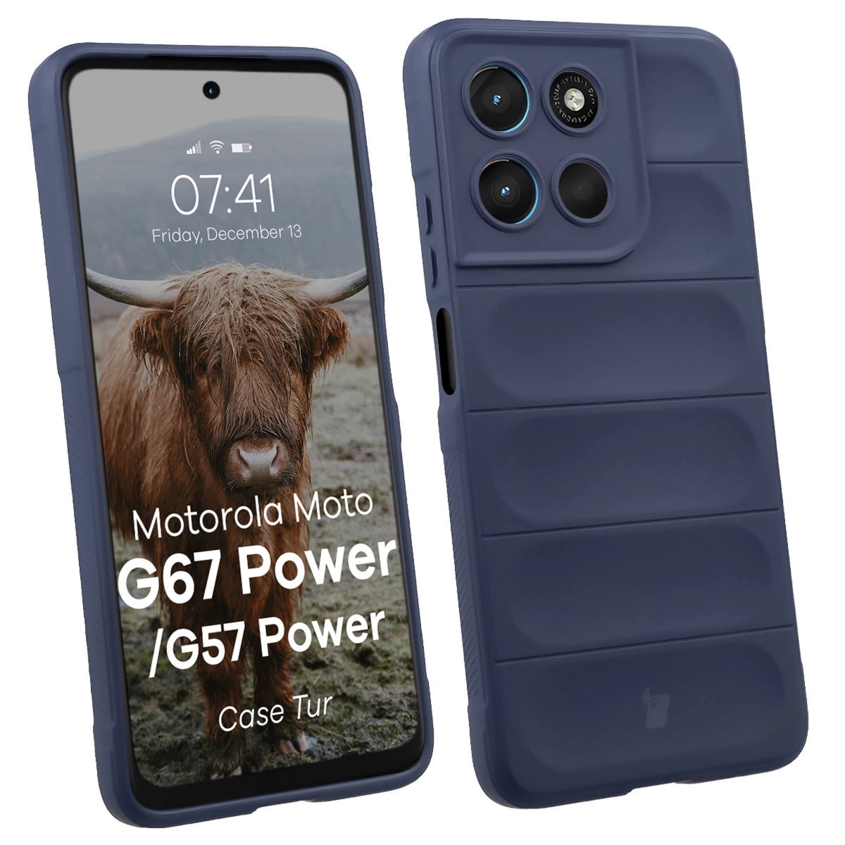 Pancerne etui Bizon Case Tur do Motorola Moto G57 Power / G67 Power, granatowe