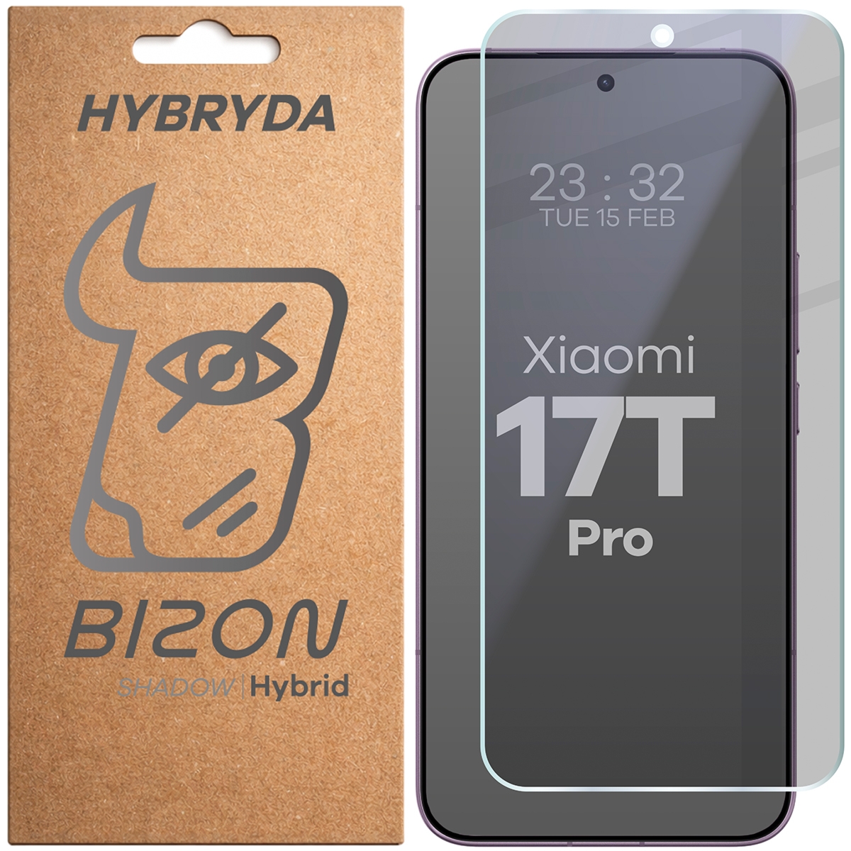 Prywatyzujące szkło hybrydowe Bizon Hybrid Shadow do Xiaomi 17T Pro, matowe