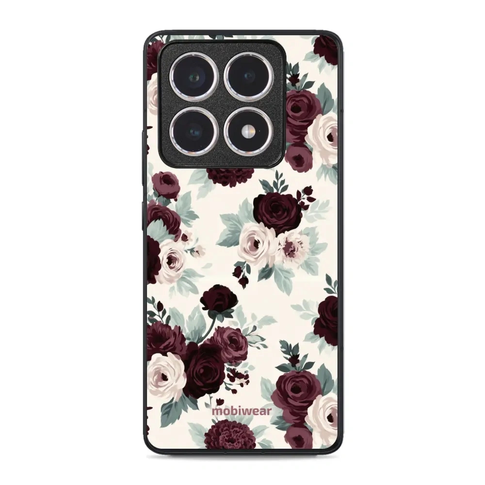 Etui ochronne do Xiaomi 14T, Mobiwear Glossy Case, róże z szałwią na kremie