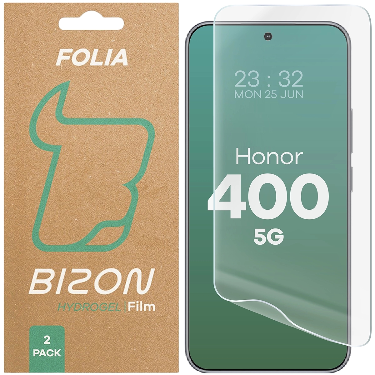 Image of Folia hydrożelowa na ekran Bizon Glass Hydrogel Front Duo do Honor 400, 2 sztuki