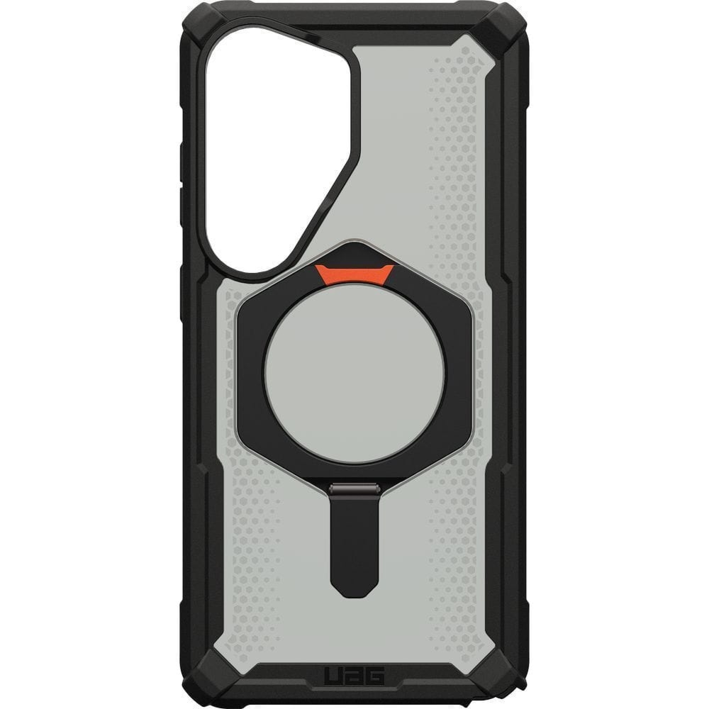 Etui pancerne Urban Armor Gear Plasma XTE Mag do MagSafe do Galaxy S26 Ultra, półprzezroczysto-czarne z pomarańczowym elementem