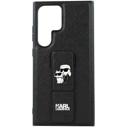 Image of Etui Karl Lagerfeld hardcase Gripstand Saffiano Karl&Choupette Pins do Galaxy S24 Ultra, czarne