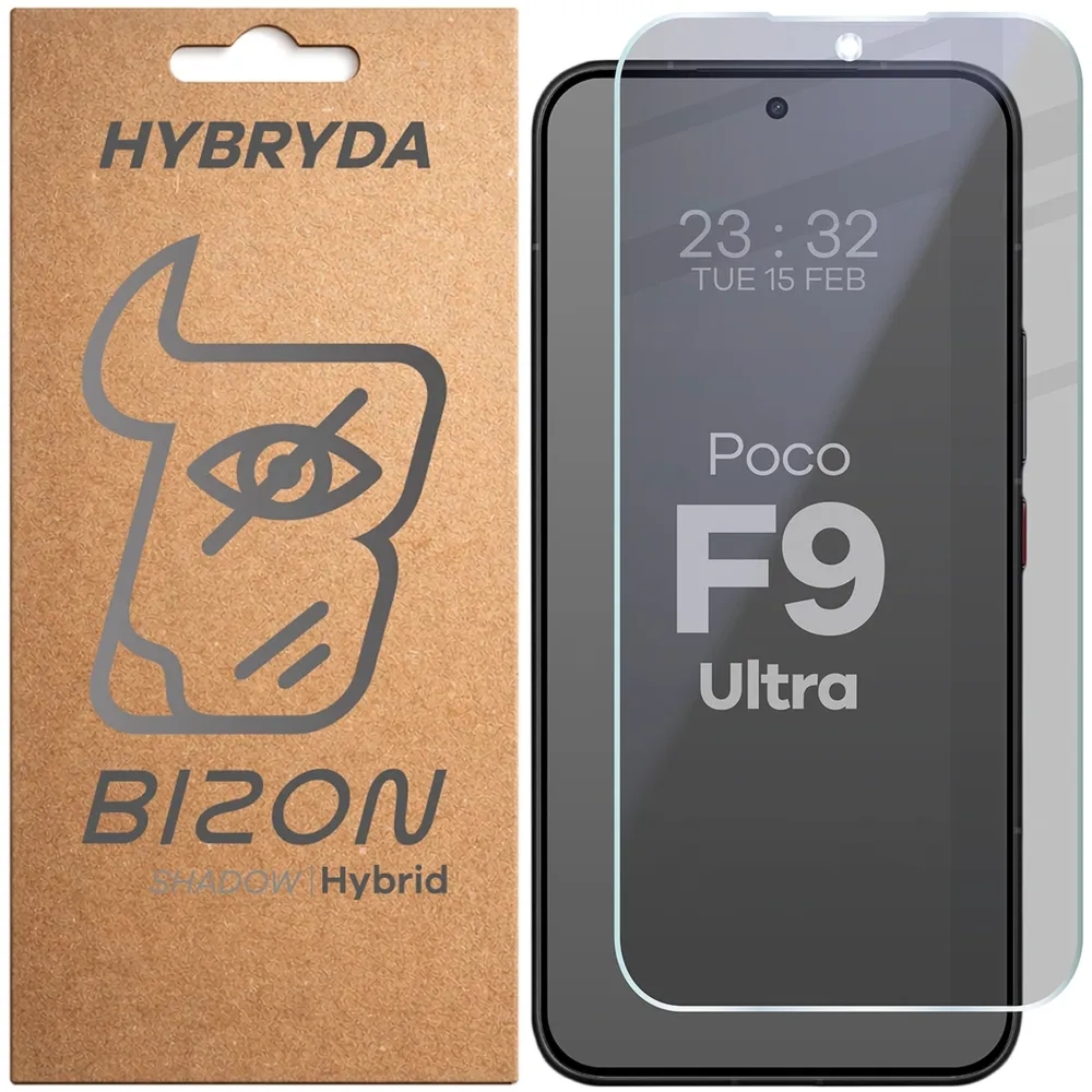 Prywatyzujące szkło hybrydowe Bizon Hybrid Shadow do Xiaomi POCO F9 Ultra, matowe