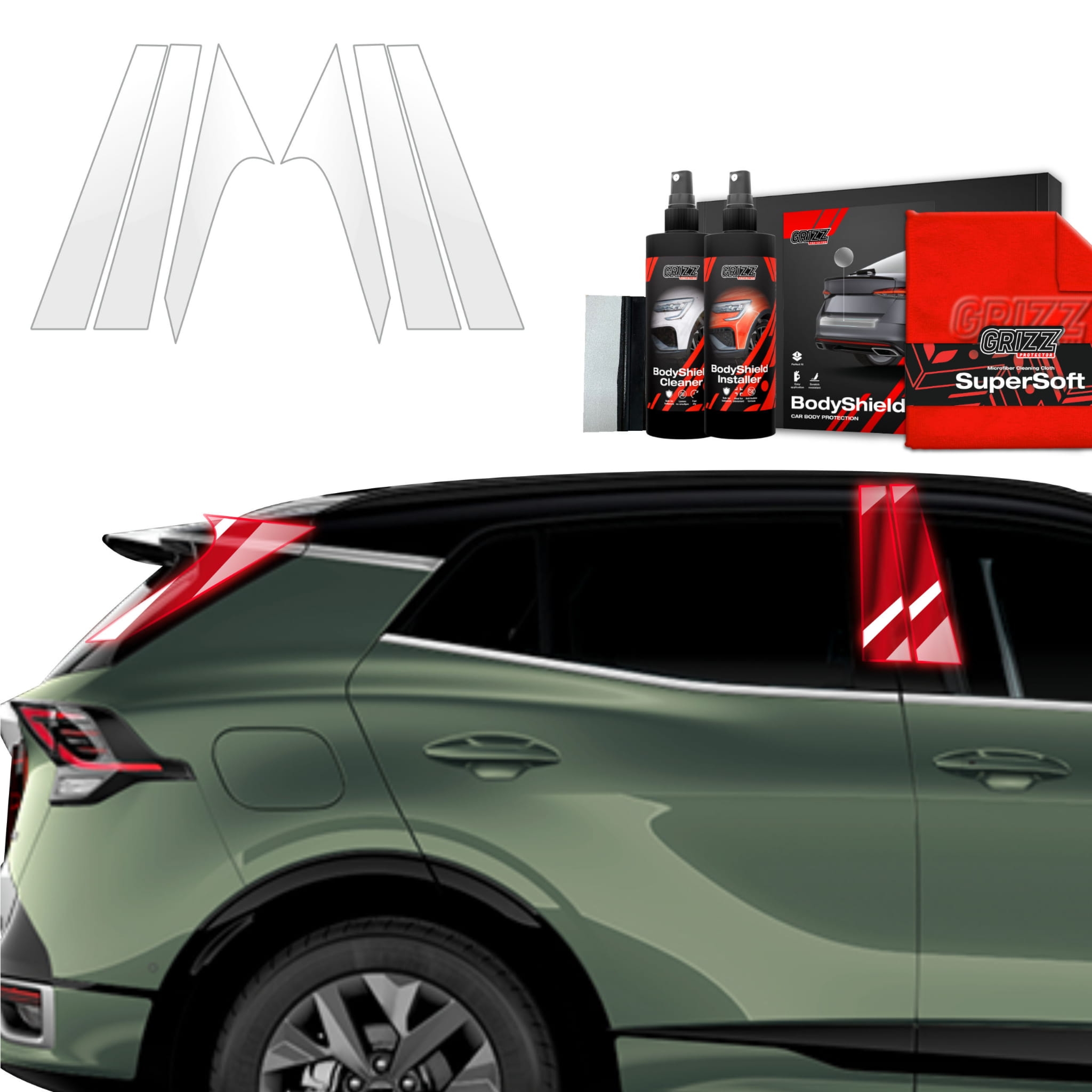 6w1 Folia ochronna na słupki Grizz Protector do Kia Sportage 5 (2021-2025)