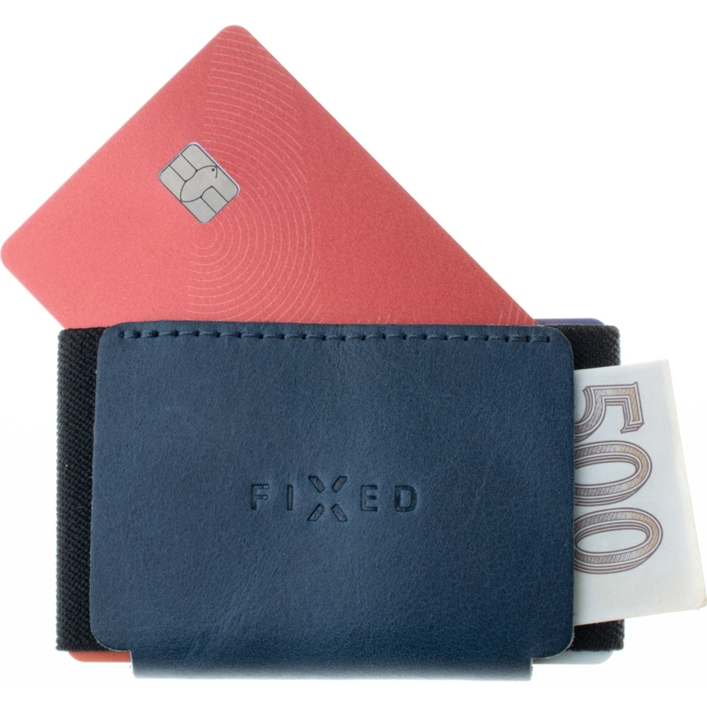 Skórzany portfel na karty, banknoty Fixed Tiny Wallet, niebieski