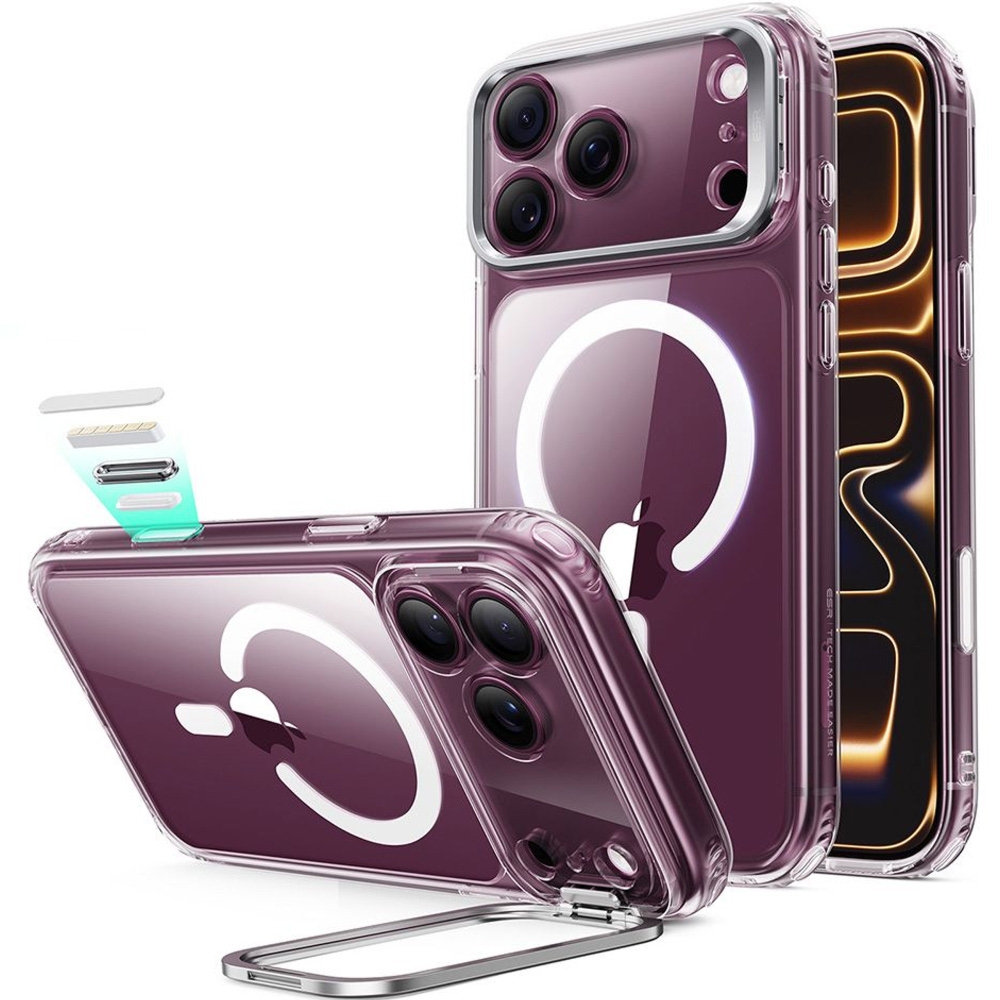 Etui ESR Classic Hybrid Kickstand do MagSafe do iPhone 18 Pro / 17 Pro, przezroczysto-białe