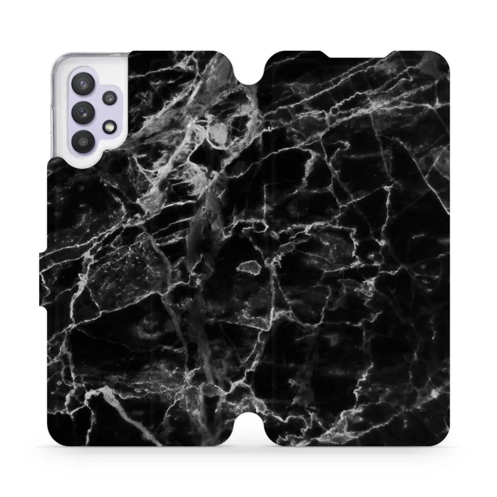 Etui z klapką do Galaxy A32 5G, Mobiwear Book, czarny marmur