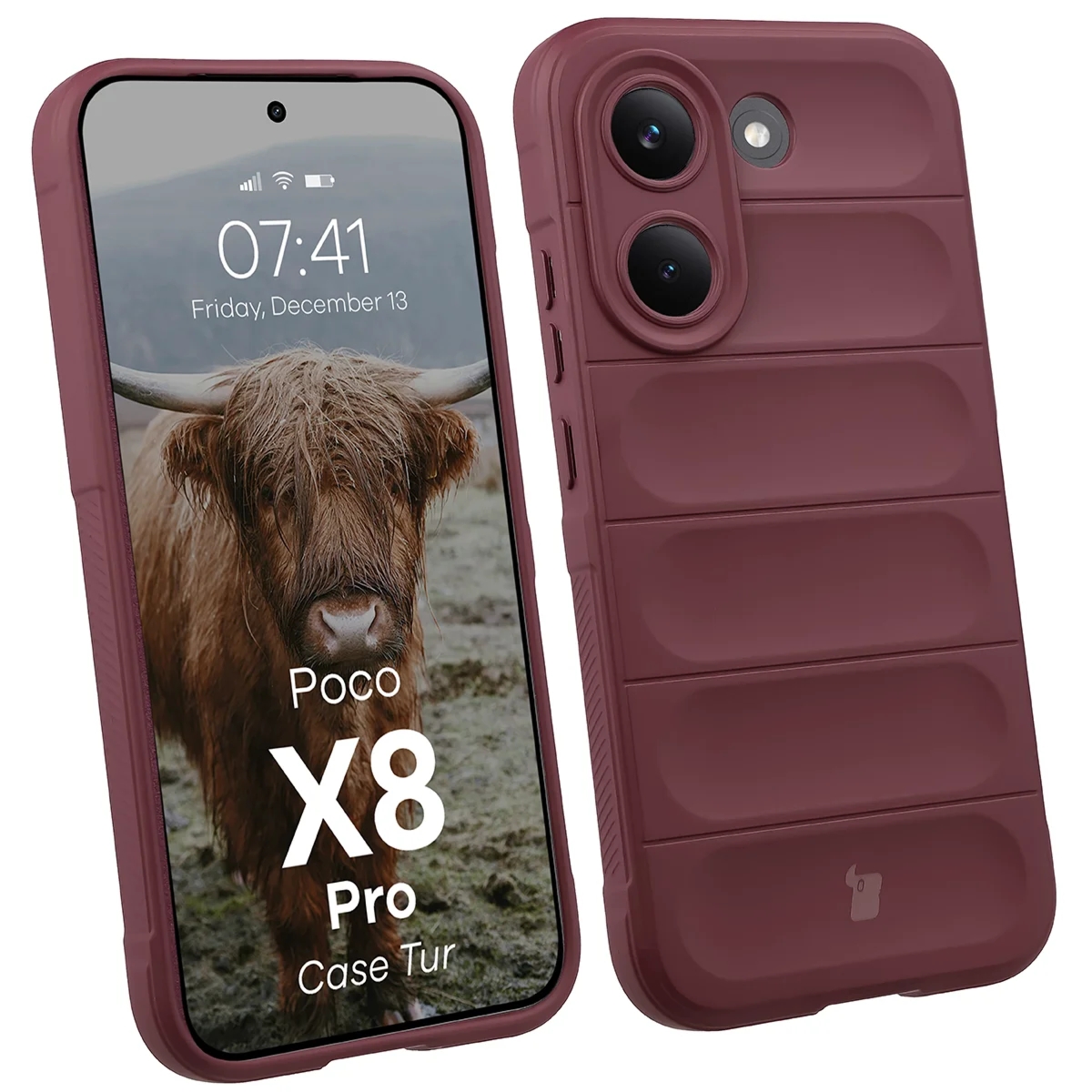 Pancerne etui Bizon Case Tur do Xiaomi POCO X8 Pro, burgundowe