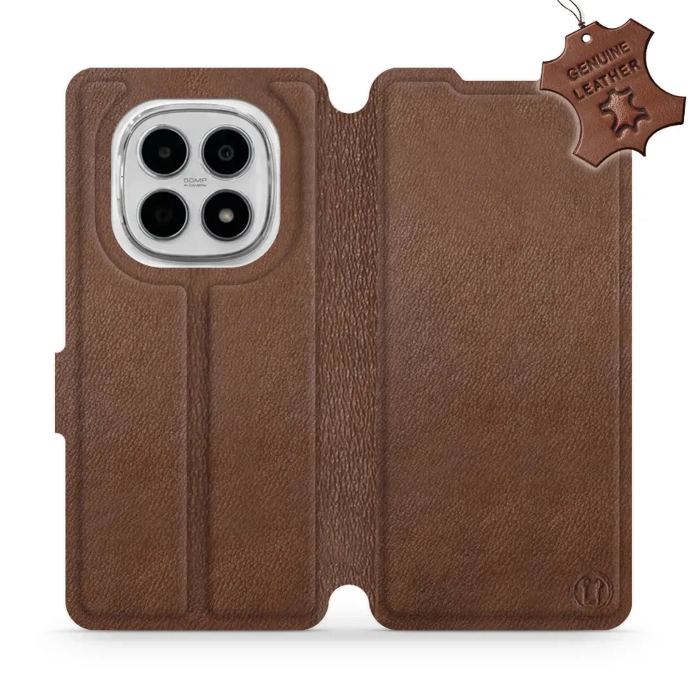 Etui z naturalnej skóry do Xiaomi POCO M8 5G, Mobiwear Leather, brązowe
