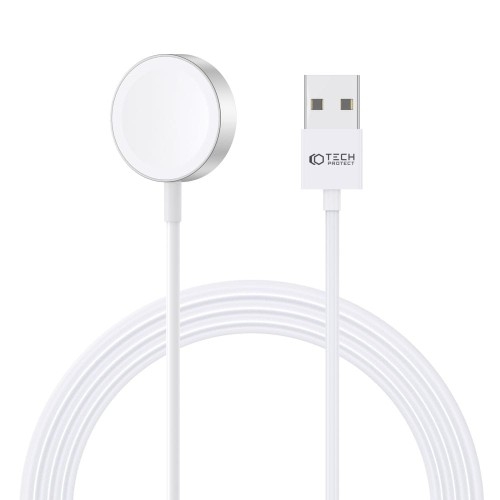 Image of OUTLET: Ładowarka magnetyczna, indukcyjna do Apple Watch Tech-Protect UltraBoost USB-A, 1,2 m, biała