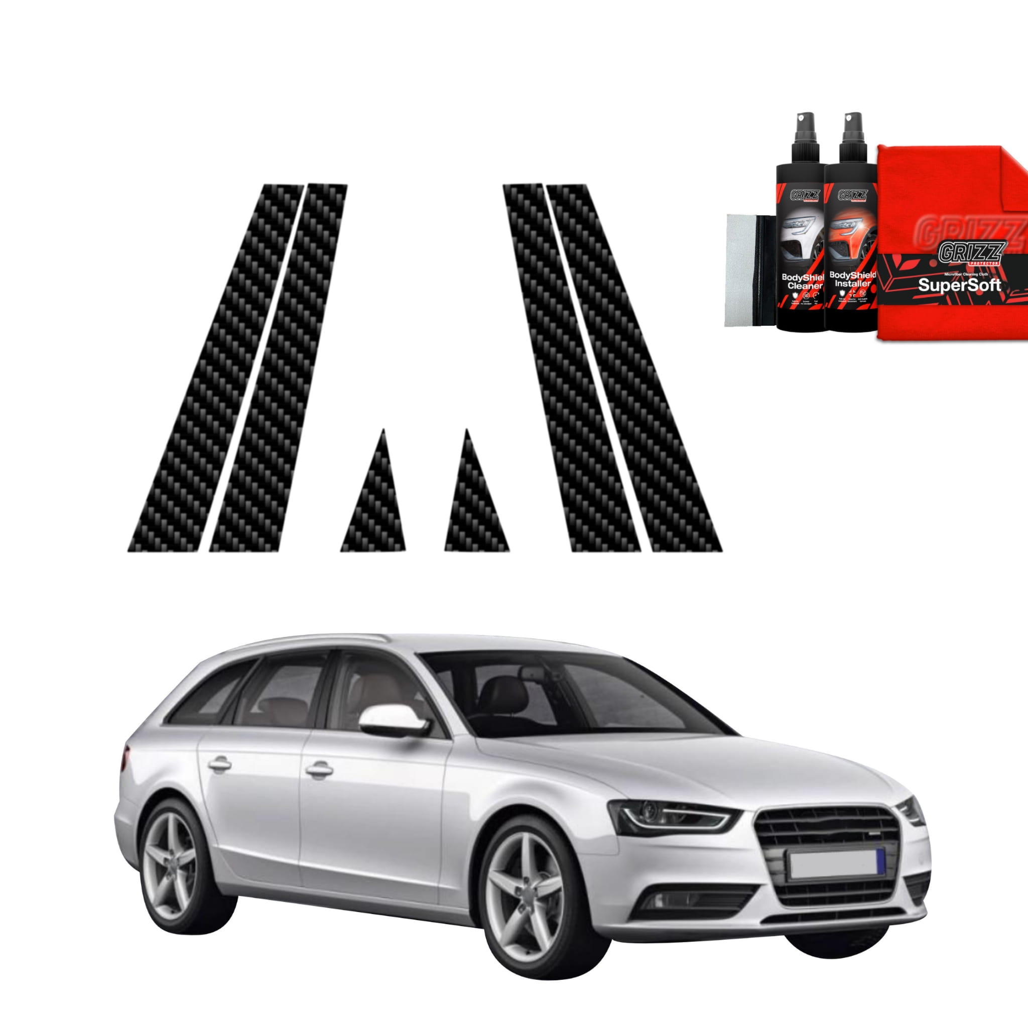 6w1 Folia karbonowa Grizz Protector na słupki do Audi A4 B8 Avant Facelifting (2011-2015)