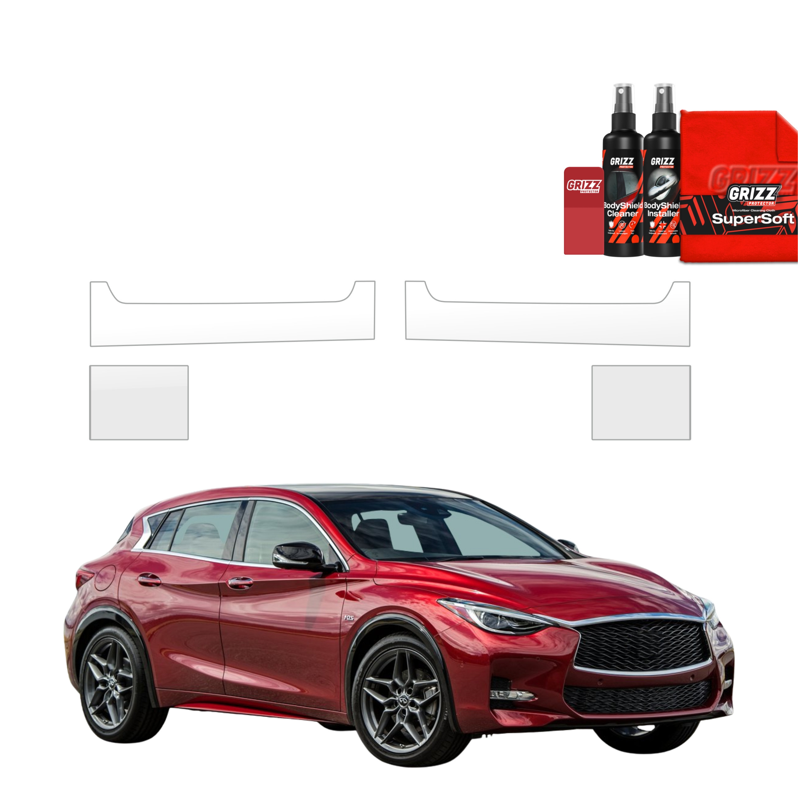 4w1 Bezbarwna folia ochronna Grizz Protector na progi Infiniti QX30 (2016-2020)