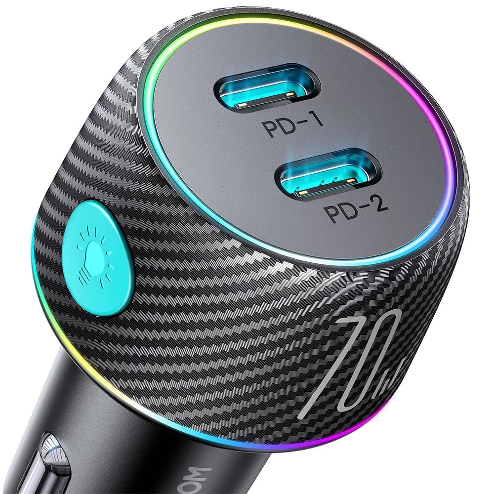 Image of Ładowarka samochodowa Joyroom JR-CCN02 70W, 2x USB-C, PD, czarna