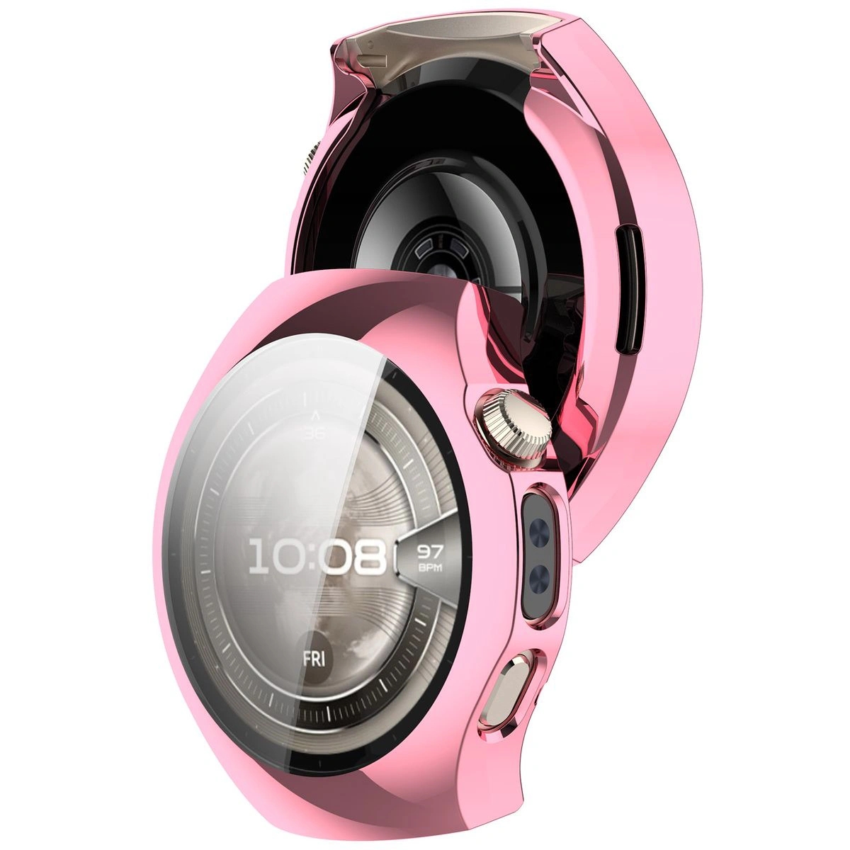 Image of Etui z osłoną ekranu Bizon Case Watch Felipe do Huawei Watch 5 46mm, różowe