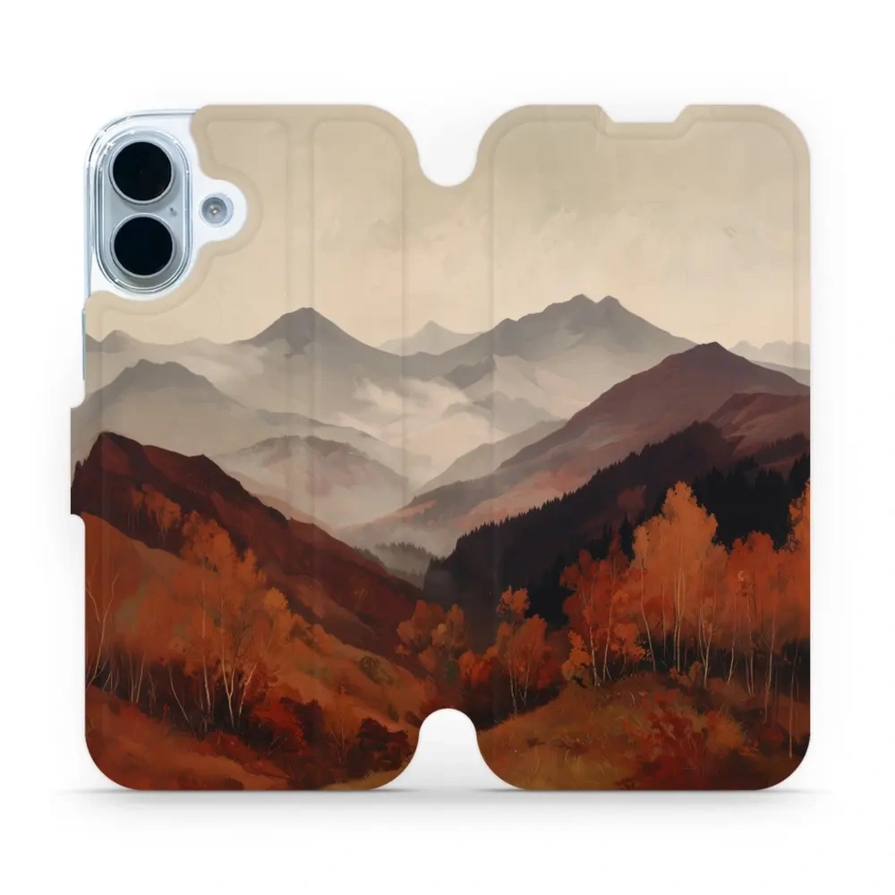 Etui z klapką do iPhone 17, Mobiwear Book, mglista dolina w górach