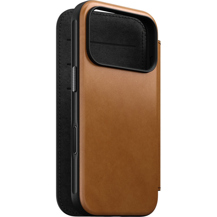 Etui z klapką Nomad Modern Leather Folio do MagSafe, do iPhone 18 Pro / 17 Pro, jasnobrązowe