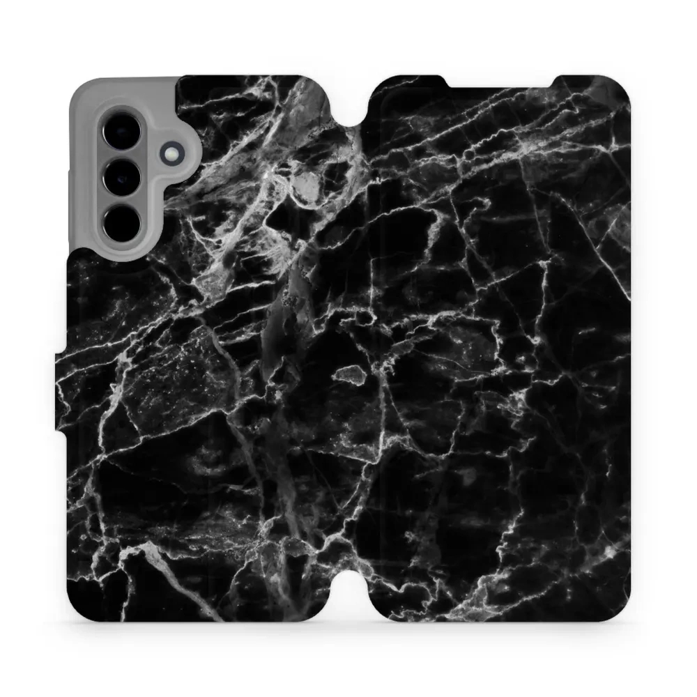 Etui z klapką do Galaxy A36 5G, Mobiwear Book, czarny marmur