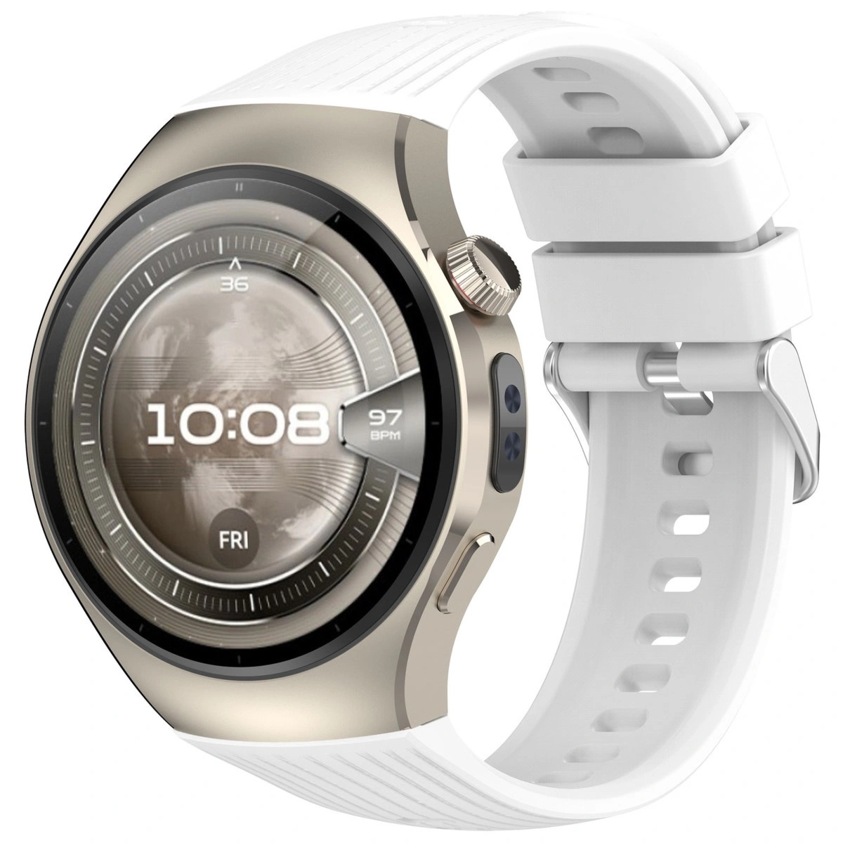 Silikonowy pasek Bizon Strap Watch Silicone T do Huawei Watch 5 46 mm, biały