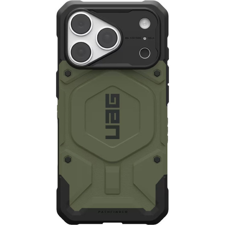 Etui pancerne UAG Pathfinder do MagSafe do iPhone 18 Pro / 17 Pro, oliwkowa z czarnymi elementami