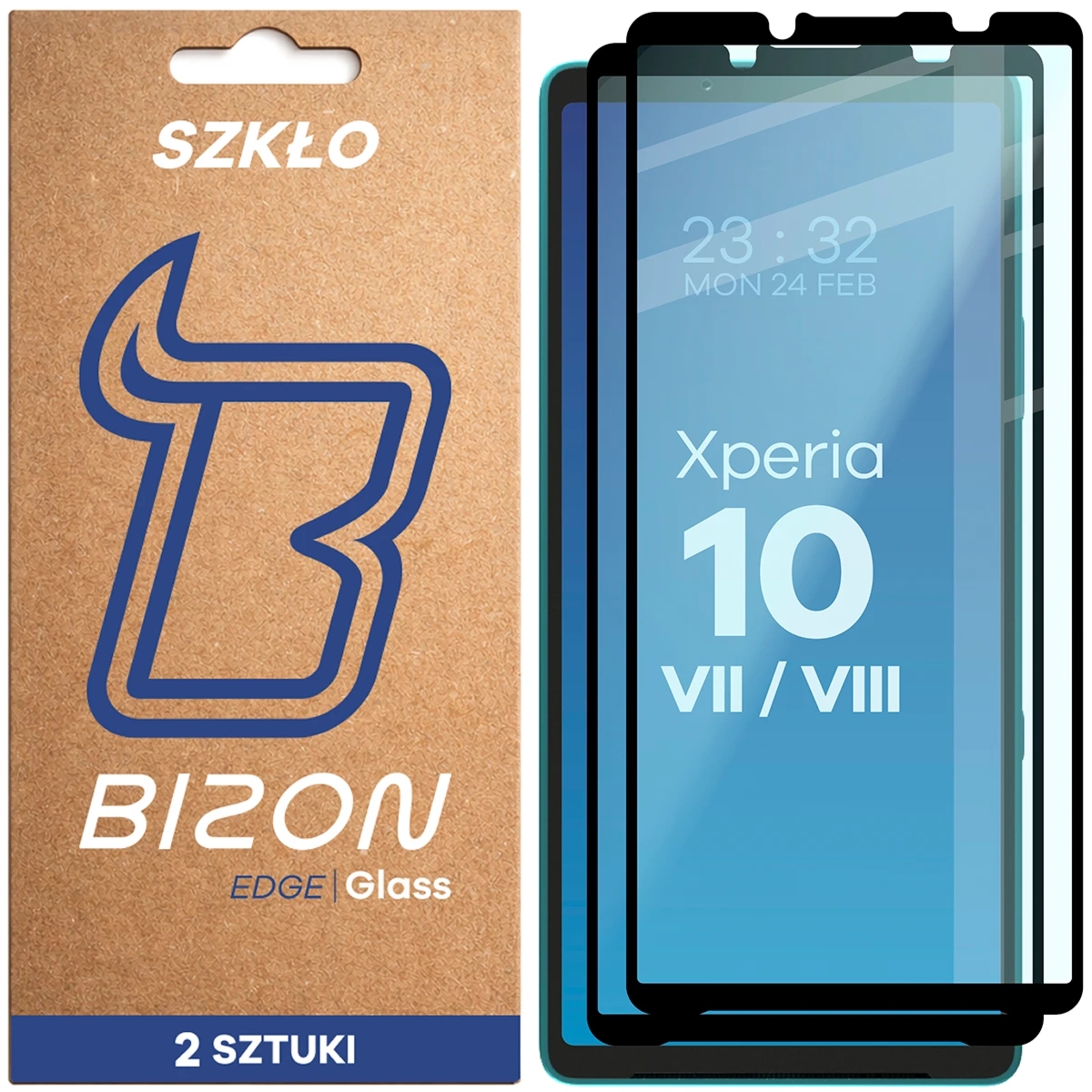 Szkło hartowane Bizon Glass Edge Duo do Sony Xperia 10 VIII / VII, czarna ramka, 2 sztuki