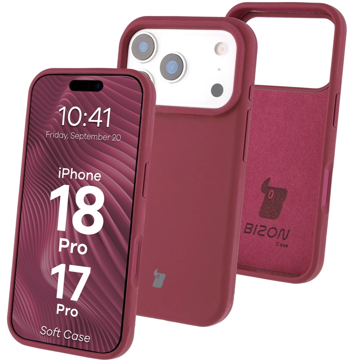 Silikonowe etui Bizon Soft Case do iPhone 18 Pro / 17 Pro, ciemnofioletowe