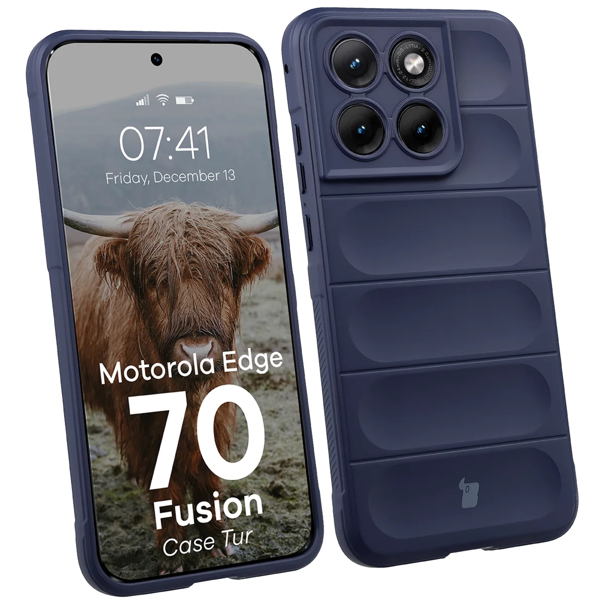 Pancerne etui Bizon Case Tur do Motorola Edge 70 Fusion, granatowe