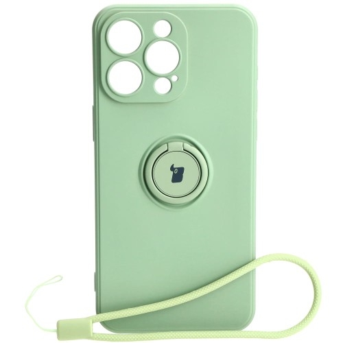 Image of Etui Bizon Case Silicone Ring Sq do Apple iPhone 15 Pro Max, jasnozielone